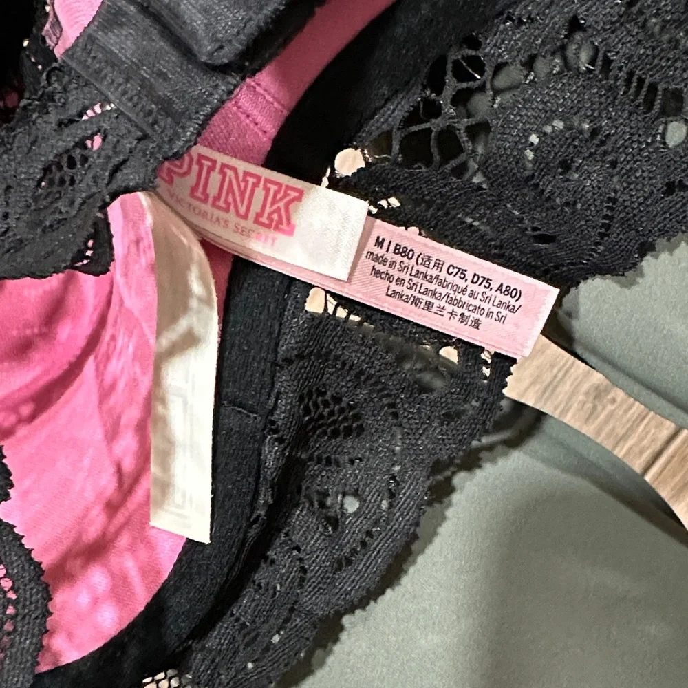 PINK Victoria's Secret Black Lace Bralette with Racerback